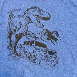 Blue T-Shirt with Dinosaur T-Rex  and Jeep Graphic L